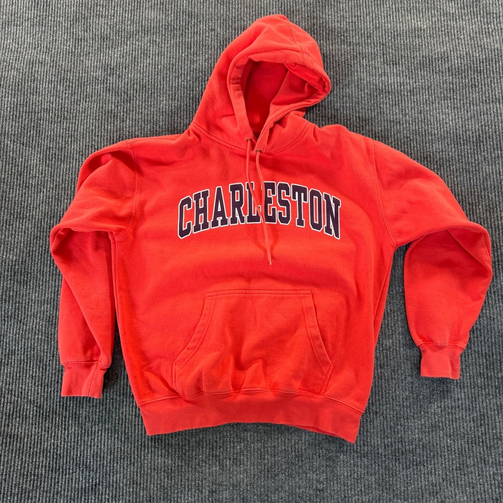 Prairie Mountain Charleston Hoodie Red Graphic Pullover Sweatshirt Medium EUC